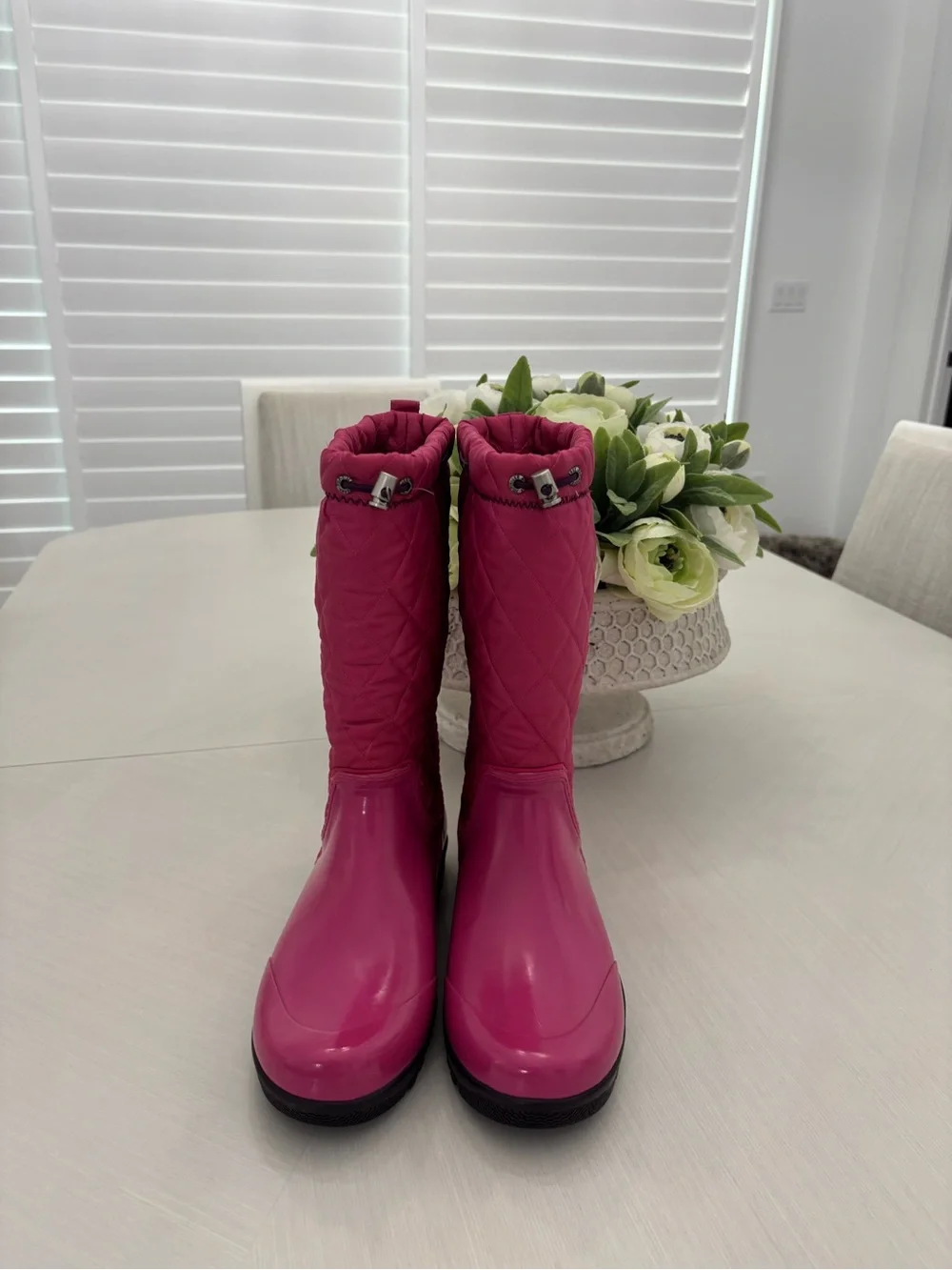 Sperry Pink mid-calf Quilted Rain Boots